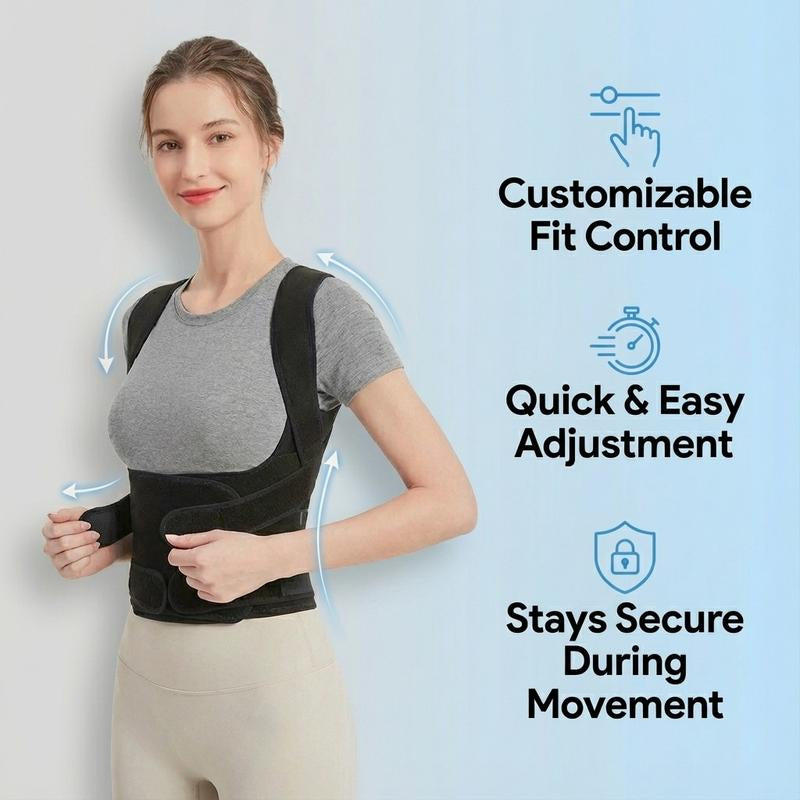 Posture Corrector Back Brace for Men & Women – Adjustable Spine Support Brace for Upper Back & Lower Back Pain Relief, Scoliosis, Slouching, and Posture Improvement – Comfortable & Breathable Design