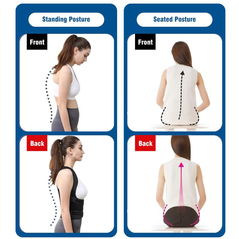 Posture Corrector Back Brace for Men & Women – Adjustable Spine Support Brace for Upper Back & Lower Back Pain Relief, Scoliosis, Slouching, and Posture Improvement – Comfortable & Breathable Design