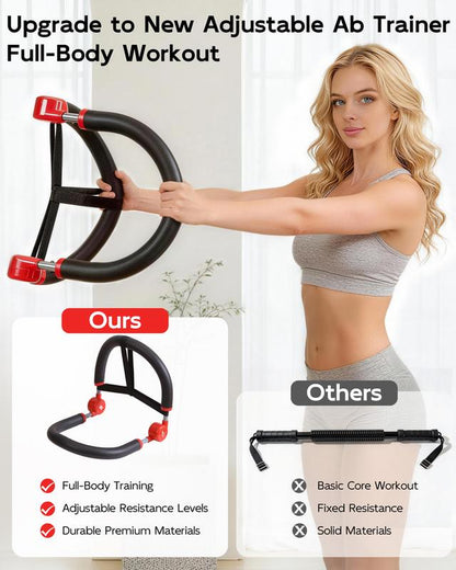 HOPHORSE Ab Machine, Core & Sit up Exercise Equipment for Home Gym, Ab Workout Equipment for Stomach Workout, Resistance Bands, 4 Resistance Levels, Adjustable, Automatic Rebound, Ab Trainer Machine