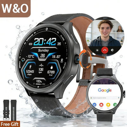 W&O 4G SIM Card Android Smart Watch, 1.73'' AMOLED Large Screen 3GB+32GB Smartwatch for Men Women with Rotating Camera Wifi GPS, 800Mah Fitness Activity Tracker Watch